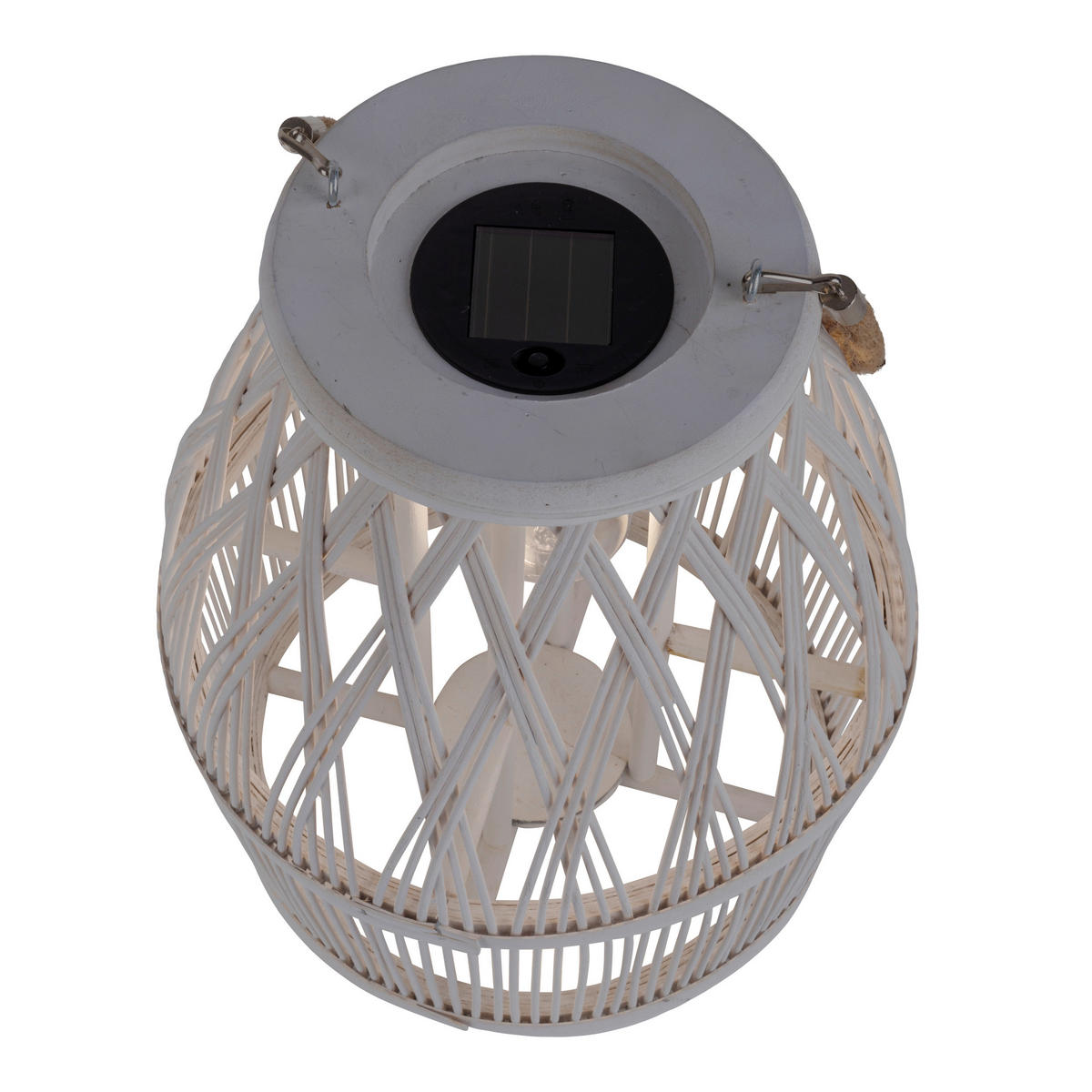 Solarleuchte 5307623 weiß Rattan Holz B/H/T: ca. 29x34x29 cm Korbinian - weiß (29,00/34,00/29,00cm) - Näve Leuchten