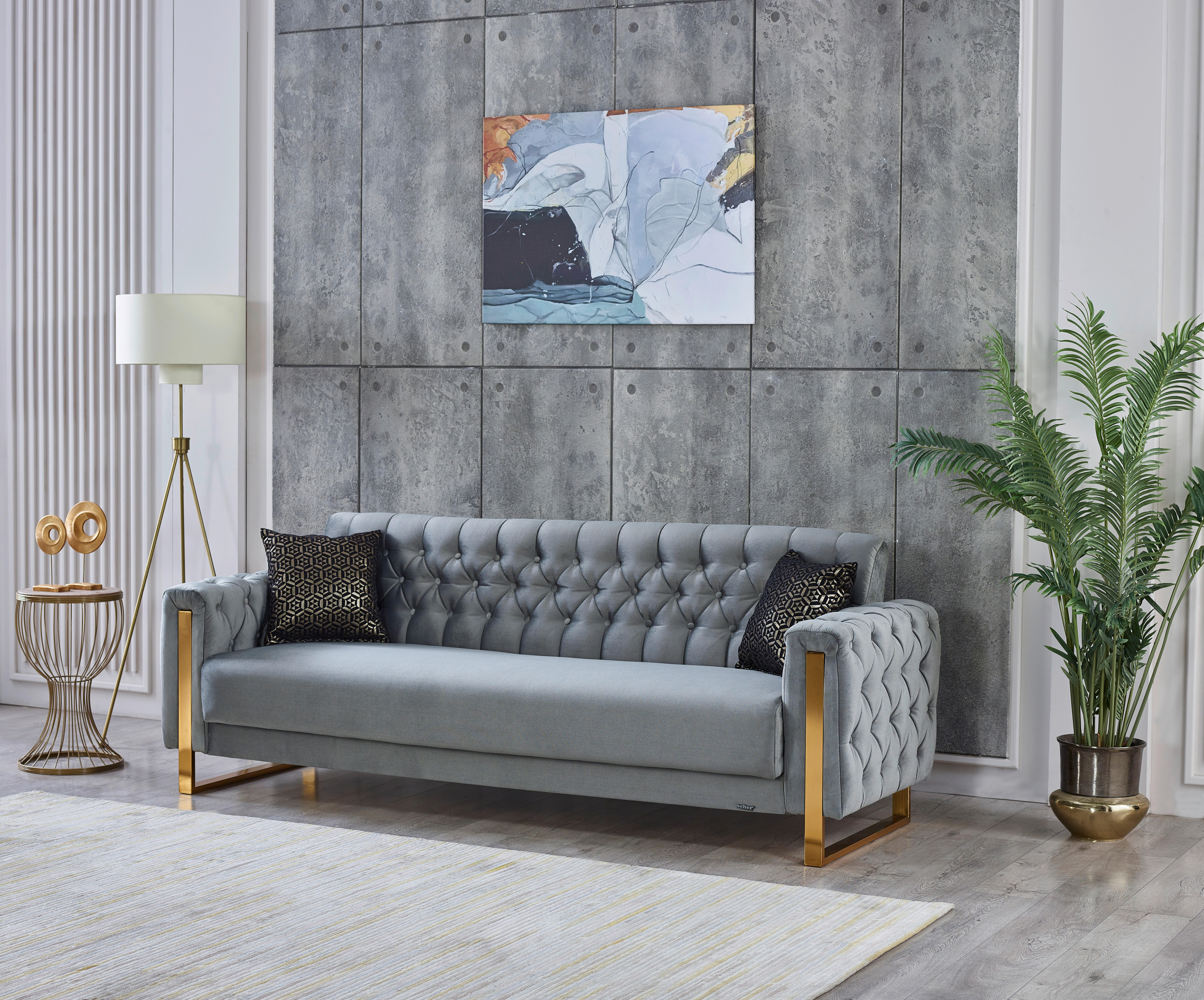 Schlafsofa Crystal braun grau B/H/T: ca. 235x86x87 cm Crystal - gold/braun (235,00/86,00/87,00cm)