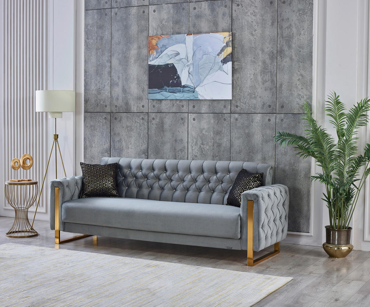 Schlafsofa Crystal braun grau B/H/T: ca. 235x86x87 cm Crystal - gold/braun (235,00/86,00/87,00cm)