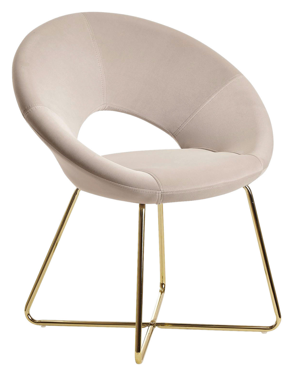 Stuhl beige gold Samt Eisen B/H/T: ca. 57x83x60 cm Esszimmerstuhl - gold/beige (57,00/83,00/60,00cm) - Wohnling