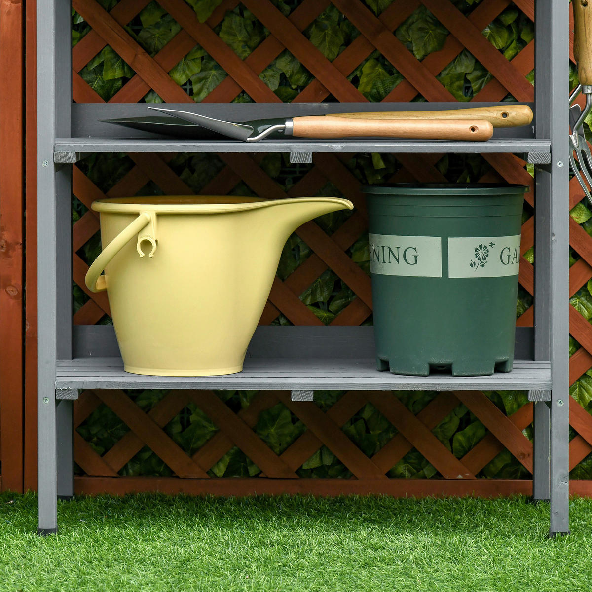 Outsunny Metall-Arbeitsfläche grau B/H/L: ca. 37x89x76 cm Metall-Arbeitsfläche - grau (76,00/37,00/89,00cm) - Outsunny