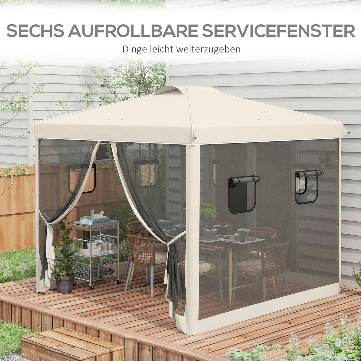 Outsunny Pavillon beige Polypropylen B/H/L: ca. 297x297x287 cm Pavillon - beige (287,00/297,00/297,00cm) - Outsunny