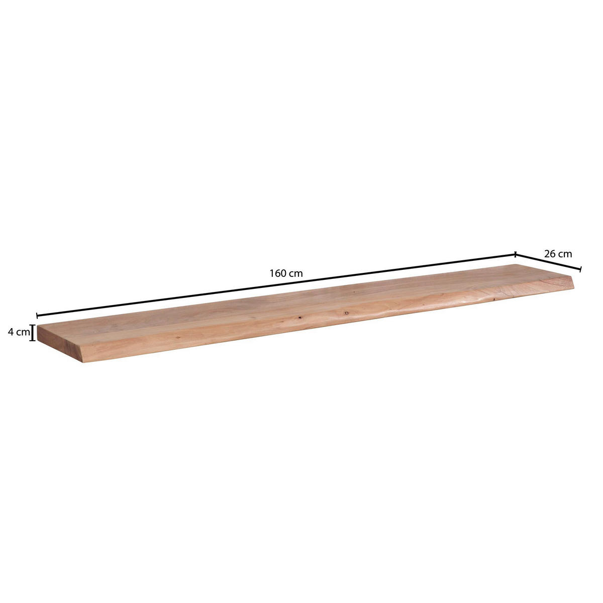 Wandregal braun Holz B/H/T: ca. 160x4x26 cm Wandregal - braun (160,00/4,00/26,00cm) - Wohnling