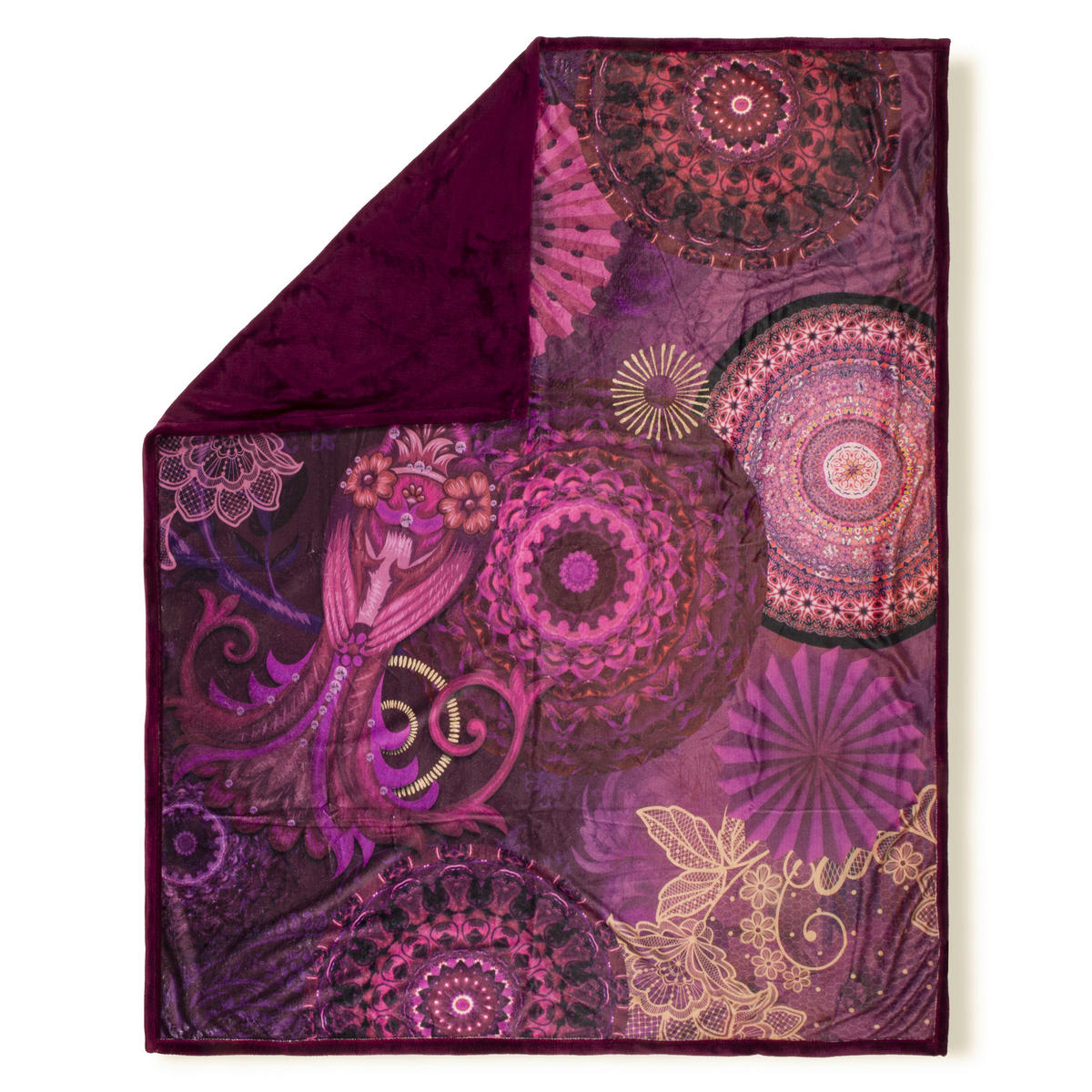 Wohndecke Miska Polysamt Miska - bordeaux (130,00/160,00cm) - HIP