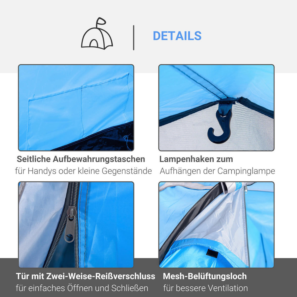 Outsunny Campingartikel B/H/L: ca. 206x426x154 cm Campingzelt - hellblau (154,00/206,00/426,00cm) - Outsunny