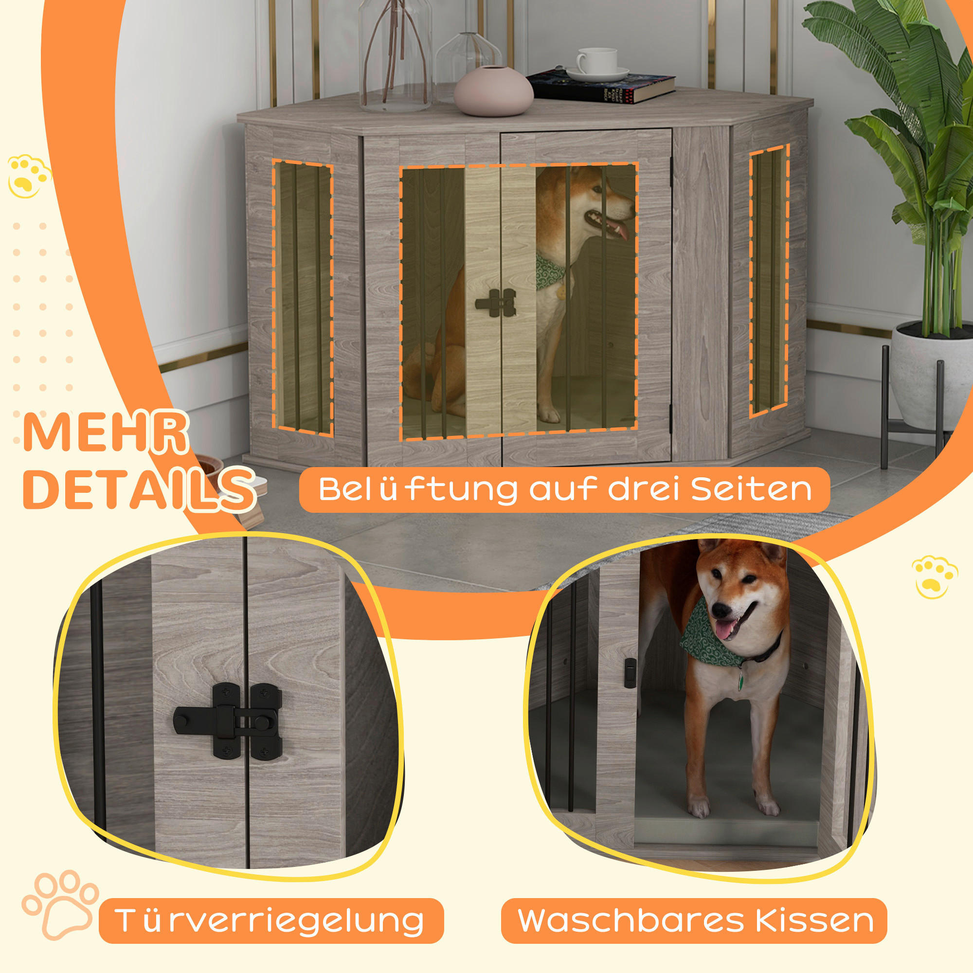 PawHut Hundekäfig walnuss Spanplatte B/H/L: ca. 55x63x104 cm Hundekäfig - walnuss (104,00/55,00/63,00cm) - PawHut