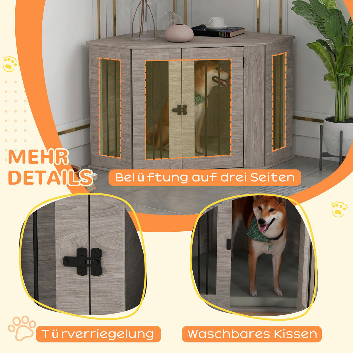 PawHut Hundekäfig walnuss Spanplatte B/H/L: ca. 55x63x104 cm Hundekäfig - walnuss (104,00/55,00/63,00cm) - PawHut