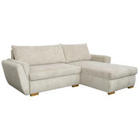 Ecksofa Danzig beige Velourstoff B/H/T: ca. 229x86x167 cm Danzig - beige/Eiche (229,00/86,00/167,00cm)