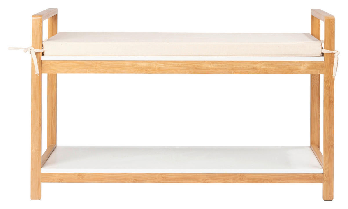 Schuhbank Finja weiß Bambus B/H/T: ca. 90x55x34 cm Finja - weiß (90,00/55,00/34,00cm)