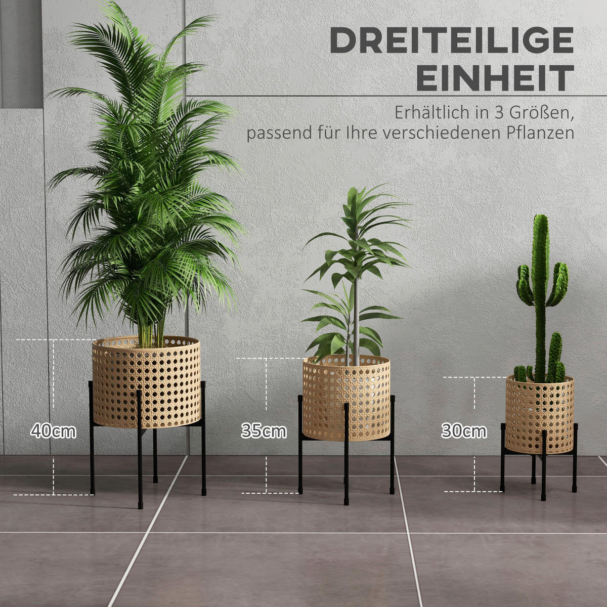 Outsunny Pflanzständer gold Polypropylen B/H/L: ca. 30x30x40 cm Blumenständer-Set - gold (40,00/30,00/30,00cm) - Outsunny