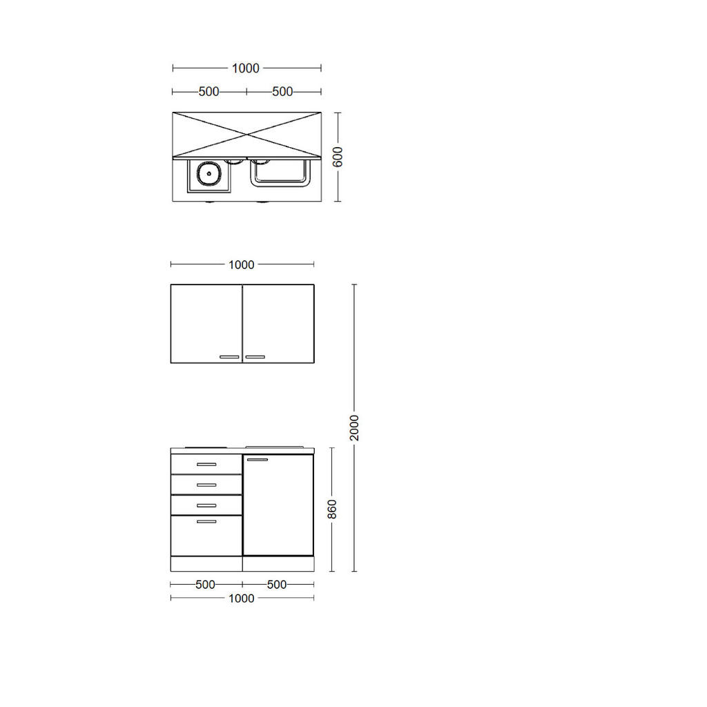Thumbnail - Küchenblock Elva anthrazit B/H/T: ca. 100x200x60 cm