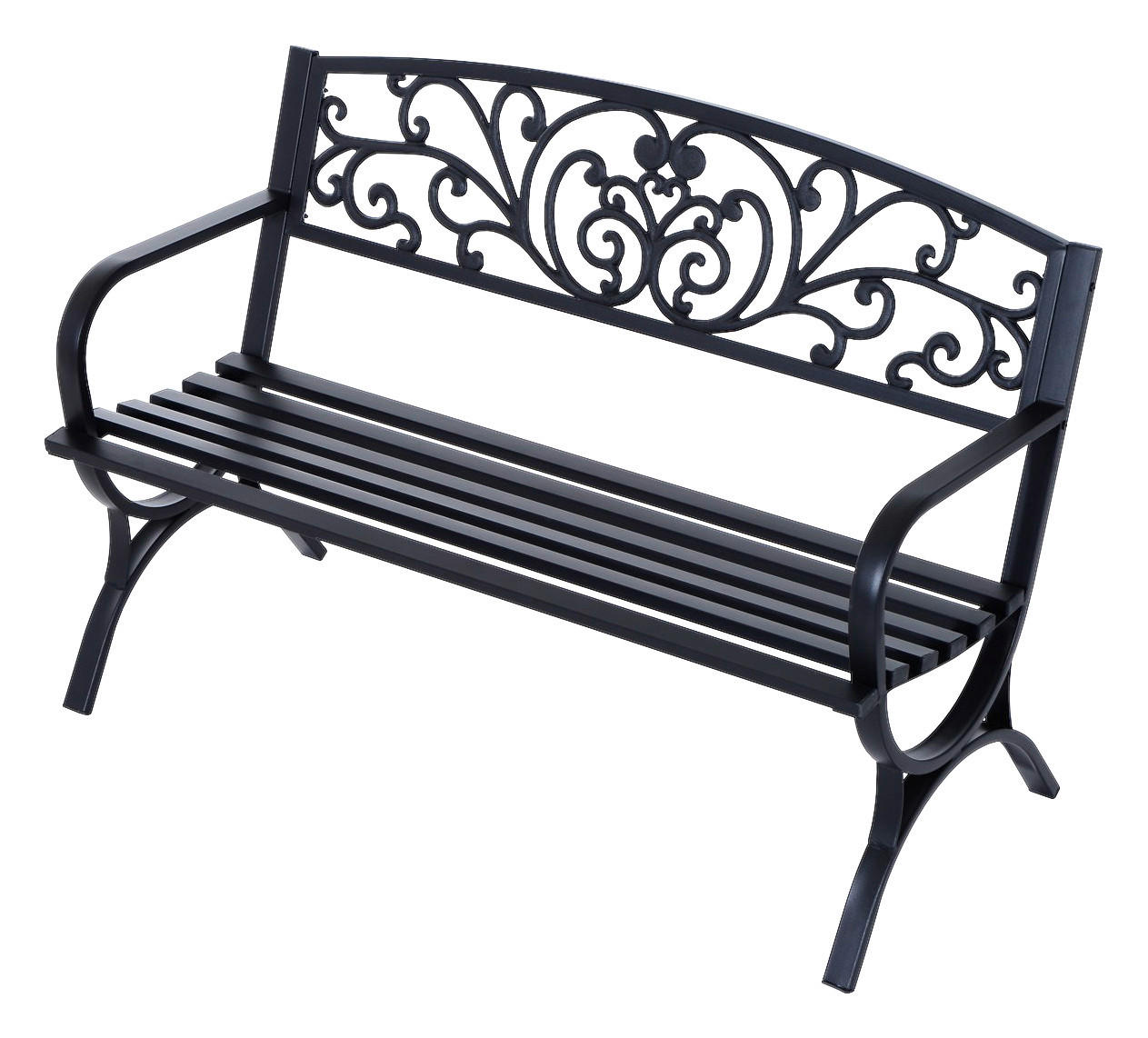 Outsunny Sitzbank schwarz Metall B/H/L: ca. 60x85x127 cm Sitzbank - schwarz (127,00/60,00/85,00cm) - Outsunny