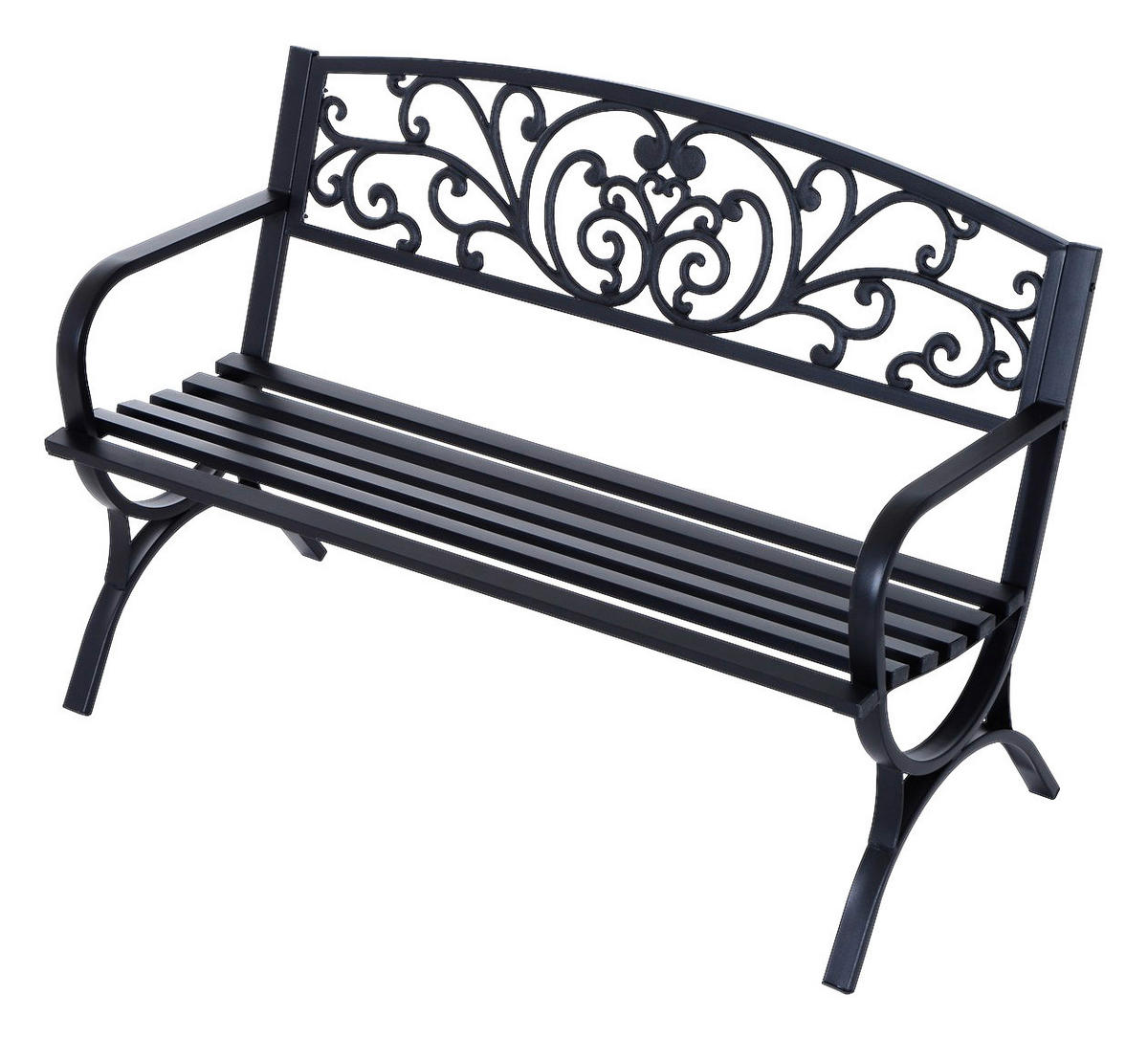 Outsunny Sitzbank schwarz Metall B/H/L: ca. 60x85x127 cm Sitzbank - schwarz (127,00/60,00/85,00cm) - Outsunny