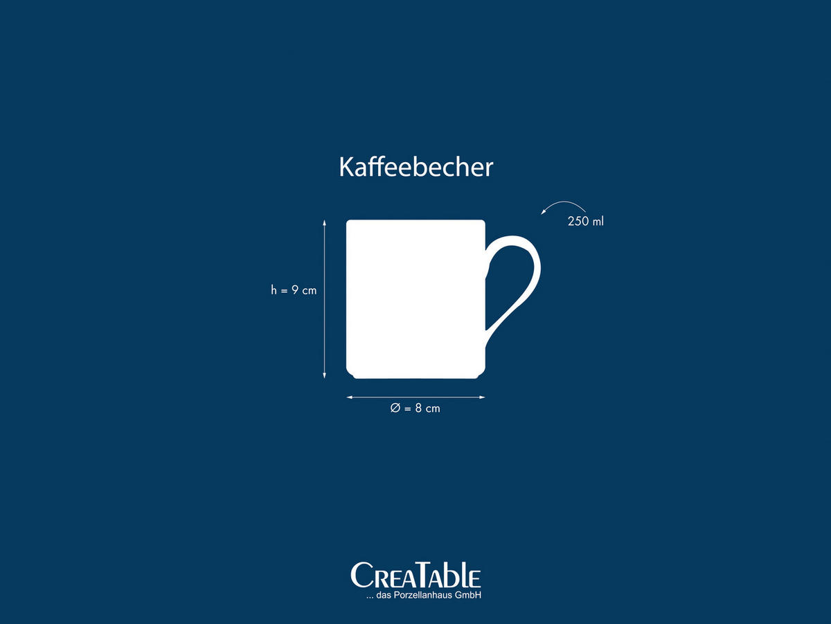 CreaTable Kaffeebecher Polo weiß Porzellan 6 tlg. Polo - weiß - CreaTable