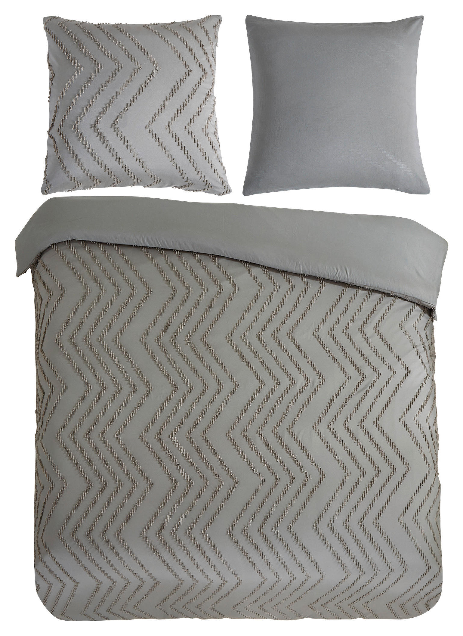 Bettwäsche Zigzag taupe Polyester B/L: ca. 200x200 cm Zigzag - taupe (200,00/200,00cm) - Pure