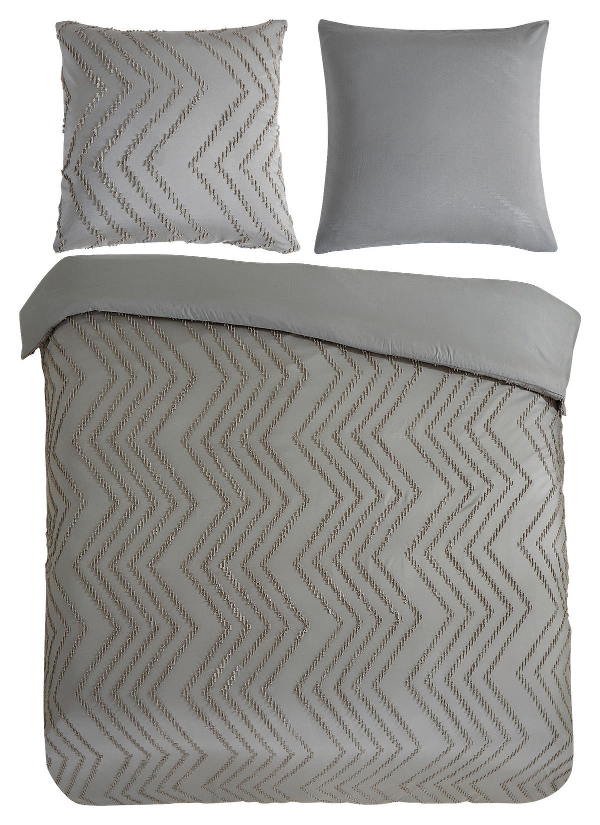 Bettwäsche Zigzag taupe Polyester B/L: ca. 200x200 cm Zigzag - taupe (200,00/200,00cm) - Pure