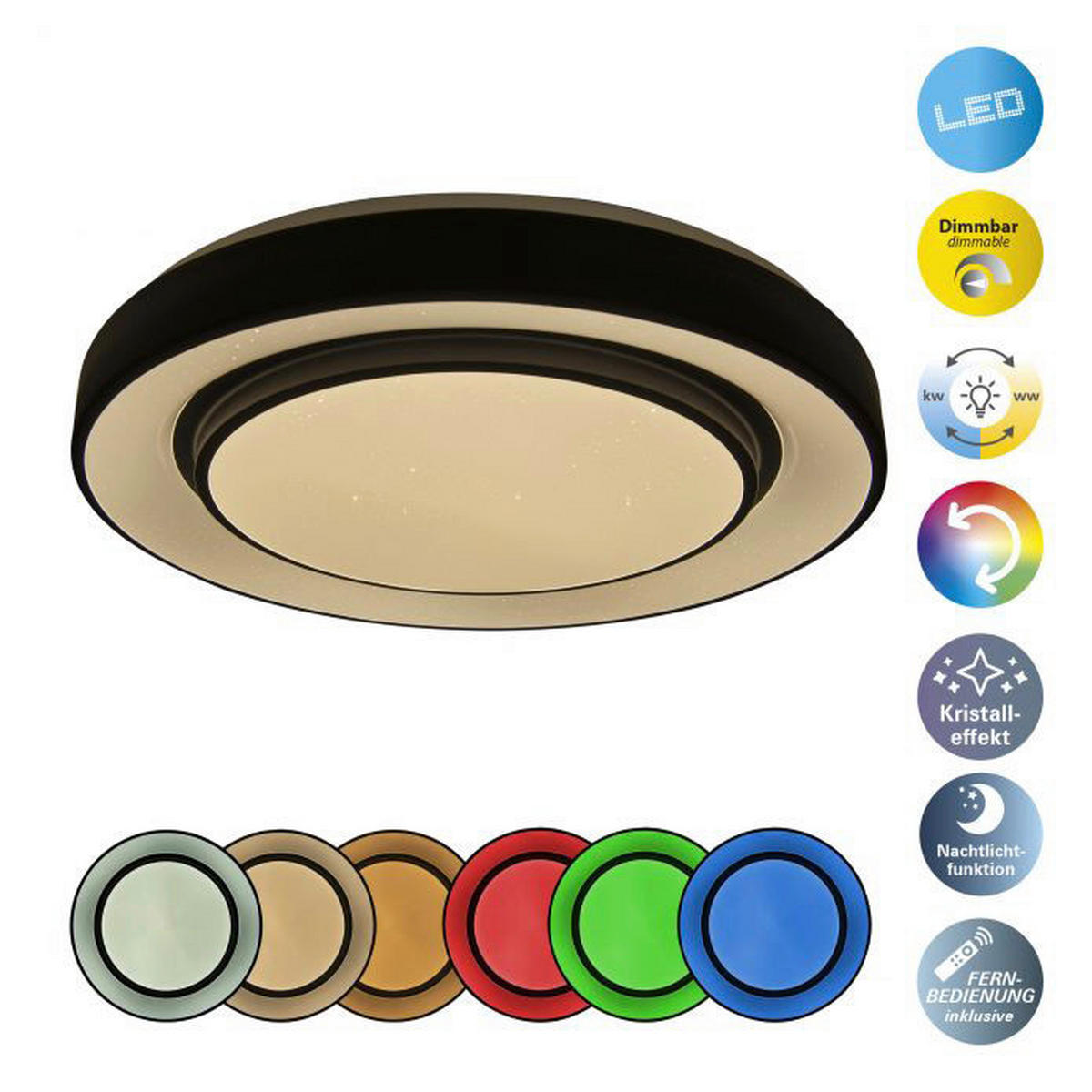 Näve Leuchten LED Deckenleuchte NV1378622 schwarz Eisen Kunststoff H/D: ca. 7x38 cm null 1 Brennstellen Monterey - schwarz (38,00/7,00cm) - Näve Leuchten