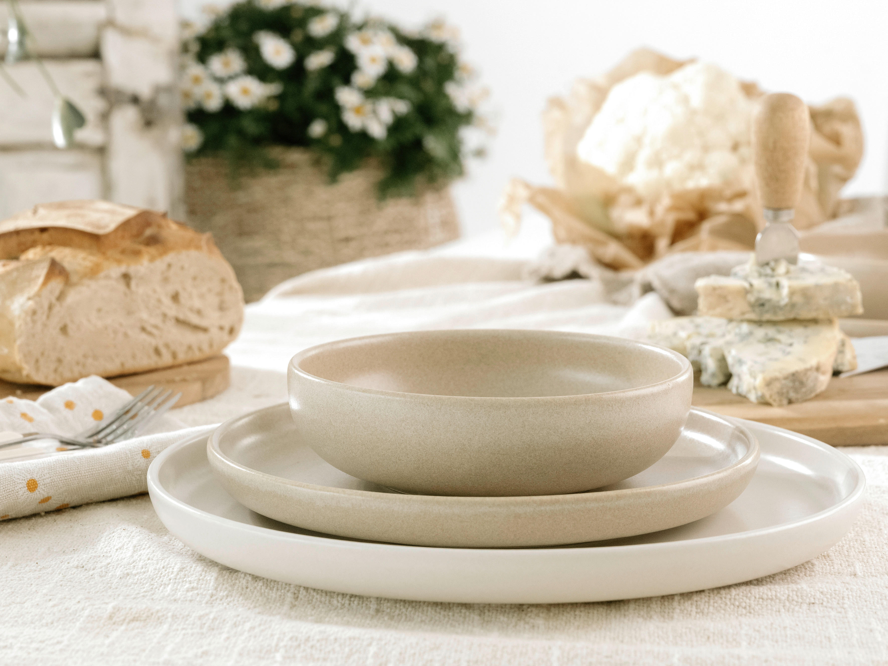 CreaTable Tafelservice Uno Toscana mehrfarbig Steinzeug 12 tlg. Uno Toscana - mehrfarbig - CreaTable