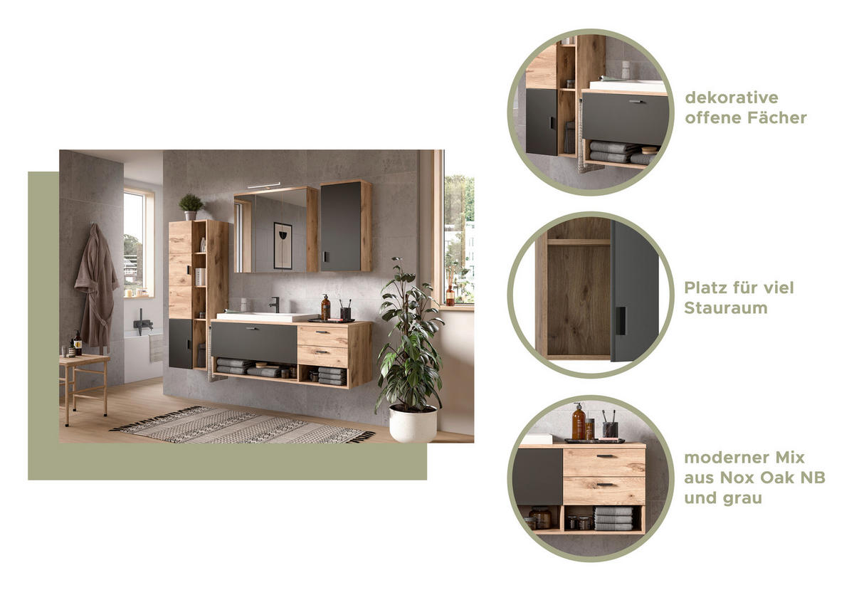 Hängeschrank GRADO B/H/T: ca. 37x75x25 cm GRADO - (37,00/75,00/25,00cm) - xonox.home