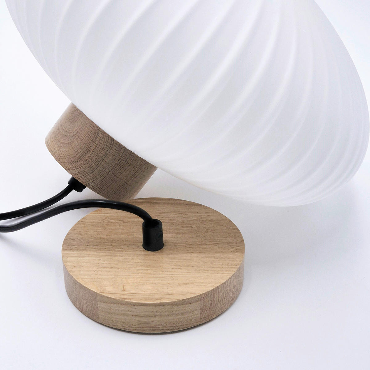 Lamkur Hängeleuchte Eiche weiß Glas Holz B/H/L: ca. 30x102x30 cm 1.0 Brennstellen HARMONY - Eiche/weiß (30,00/30,00/102,00cm) - Lamkur