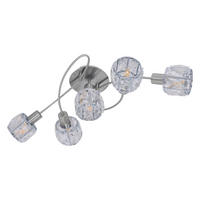 Näve Leuchten Deckenleuchte 1281050 stahlfarbig Glas Metall B/H/T: ca. 36x21x61 cm E14 5 Brennstellen Josefa - stahlfarbig (36,00/21,00/61,00cm) - Näve Leuchten