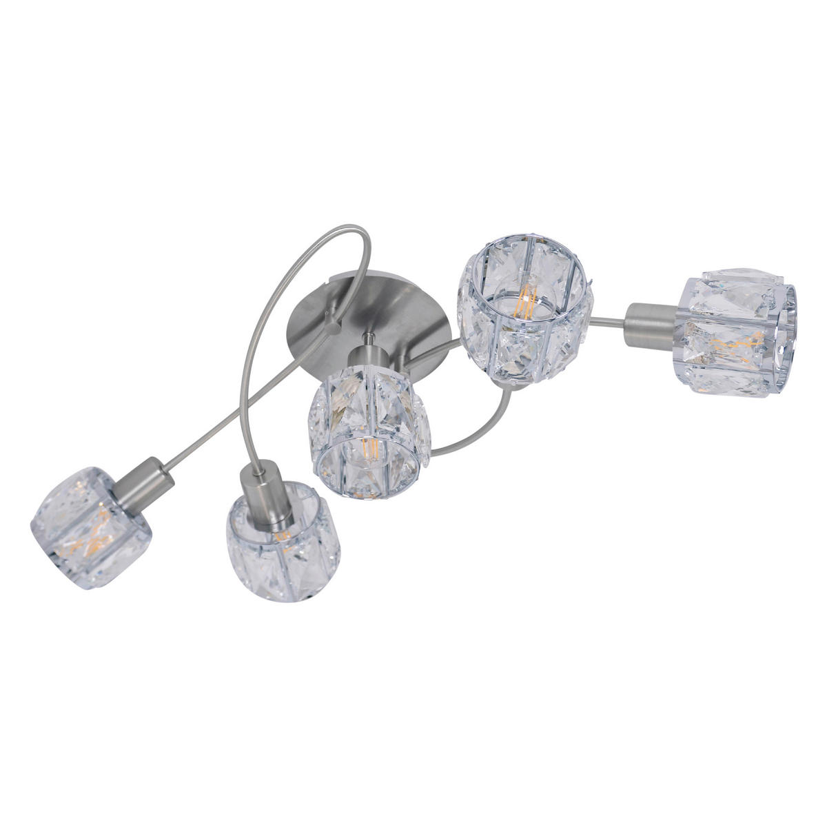 Näve Leuchten Deckenleuchte 1281050 stahlfarbig Glas Metall B/H/T: ca. 36x21x61 cm E14 5 Brennstellen Josefa - stahlfarbig (36,00/21,00/61,00cm) - Näve Leuchten