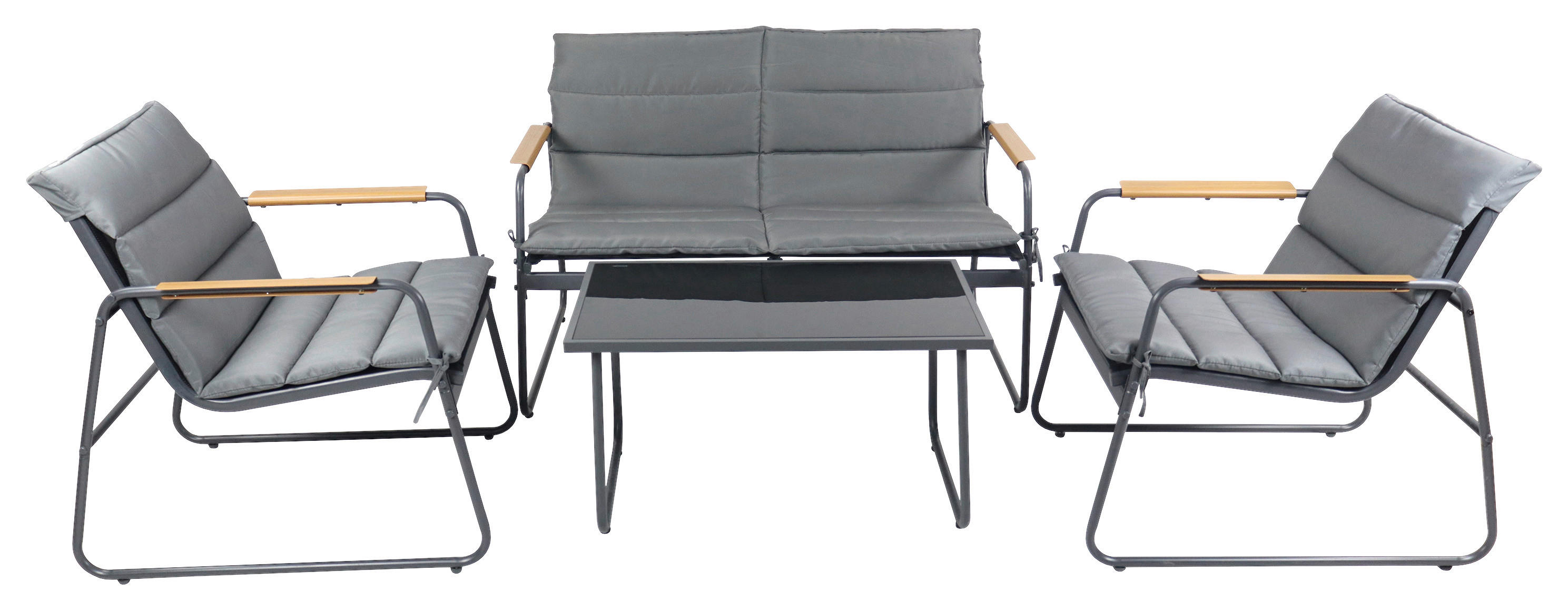 VCM Gartensitzgruppe grau Metall B/H/L: ca. 110x76x74 cm Gartensitz-/Essgruppe 4 tlg. - grau (74,00/110,00/76,00cm) - VCM