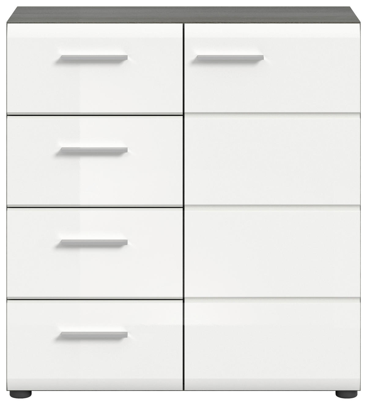Kommode SALSA Rauchsilber Nachbildung weiß Hochglanz B/H/T: ca. 75x85x37 cm SALSA - weiß (75,00/85,00/37,00cm) - xonox.home