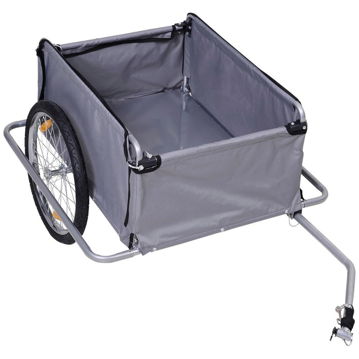 HOMCOM Fahrradanhänger grau grau B/H/L: ca. 88x140x60 cm Transportanhänger - grau (60,00/88,00/140,00cm) - HOMCOM