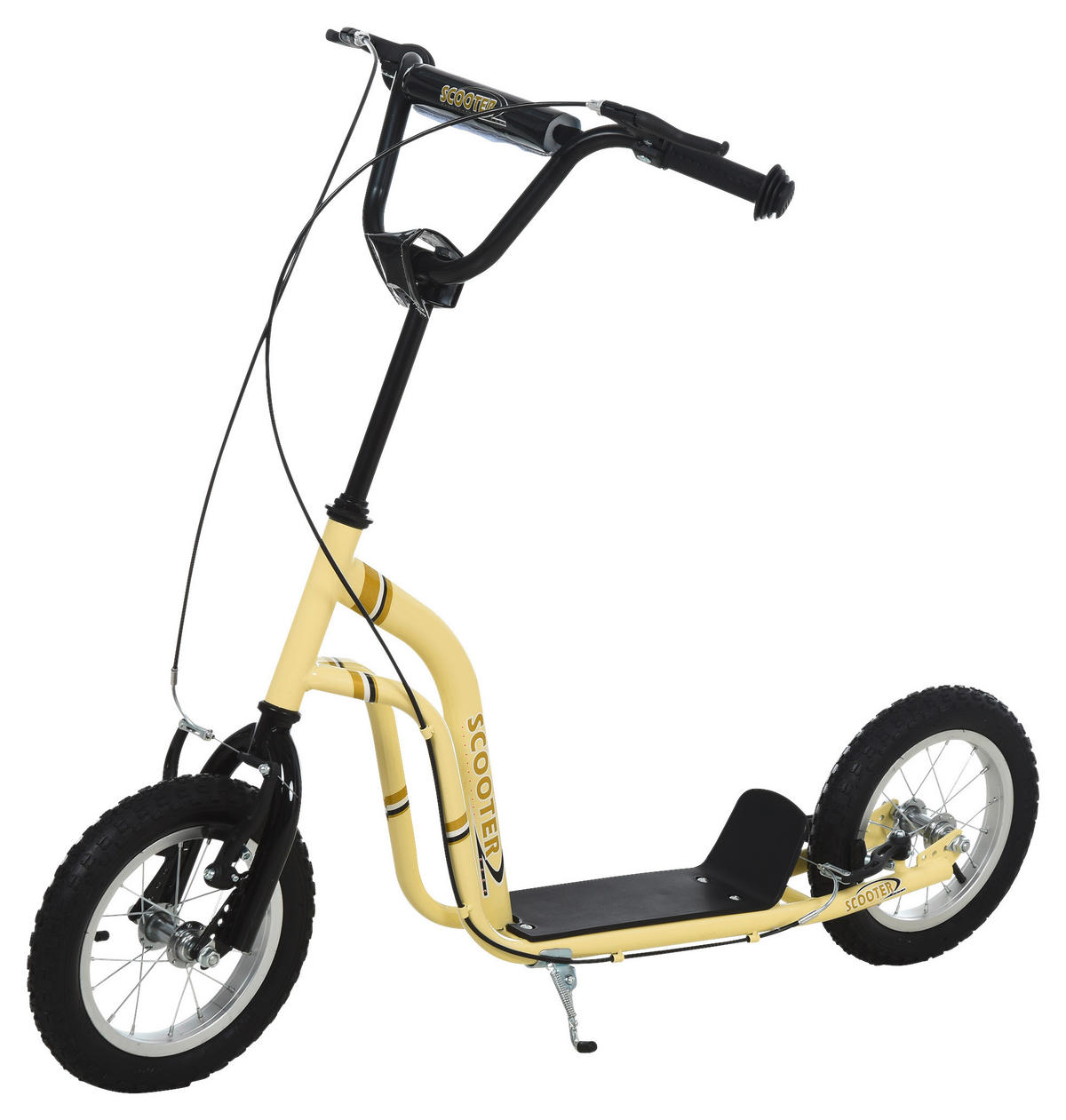 HOMCOM Tretroller beige B/H/L: ca. 58x85x120 cm Tretroller_mit_Handbremse - beige (120,00/58,00/85,00cm) - HOMCOM