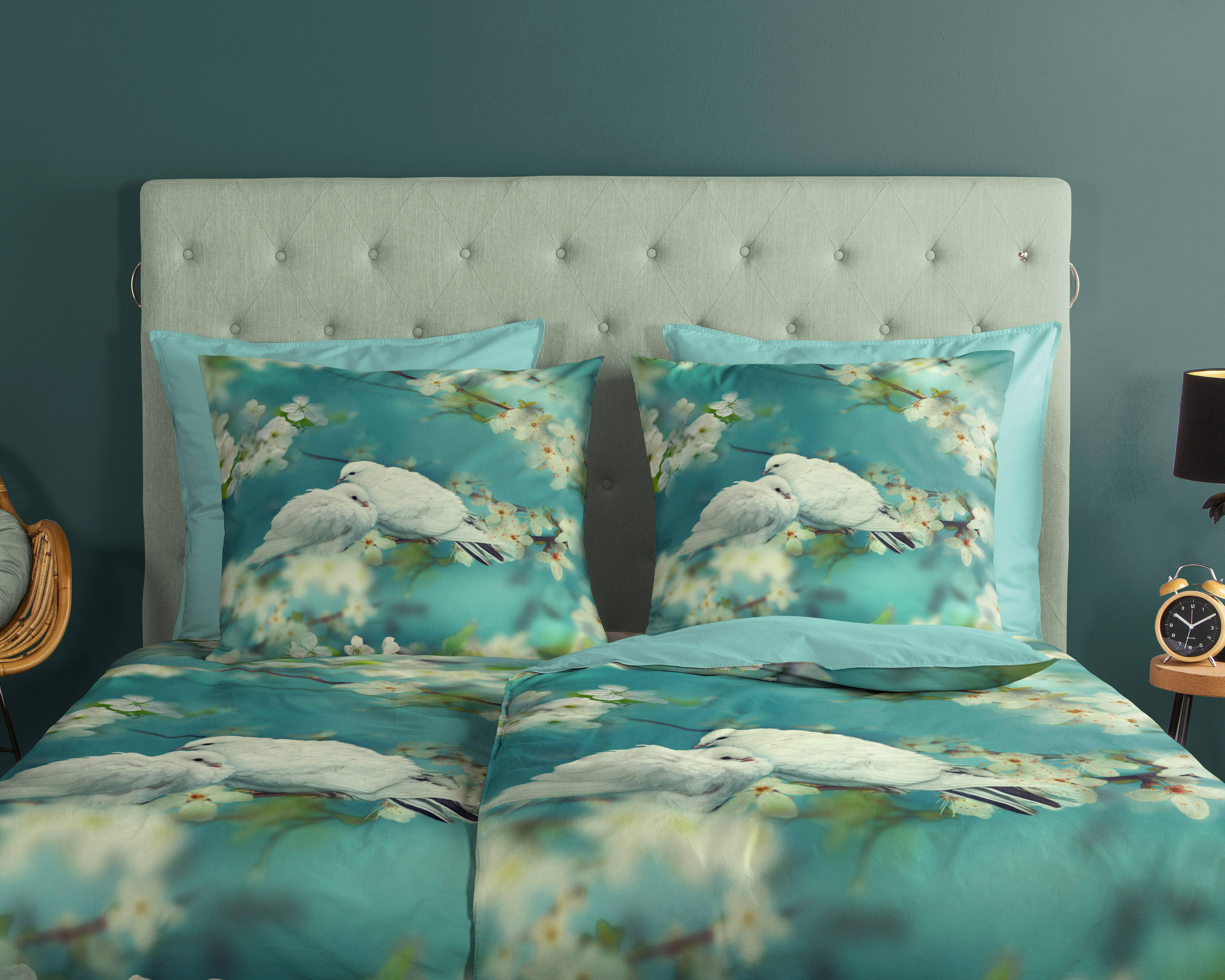 Bettwäsche Loving aqua Baumwolle B/L: ca. 135x200 cm Loving - aqua (135,00/200,00cm) - Good Morning