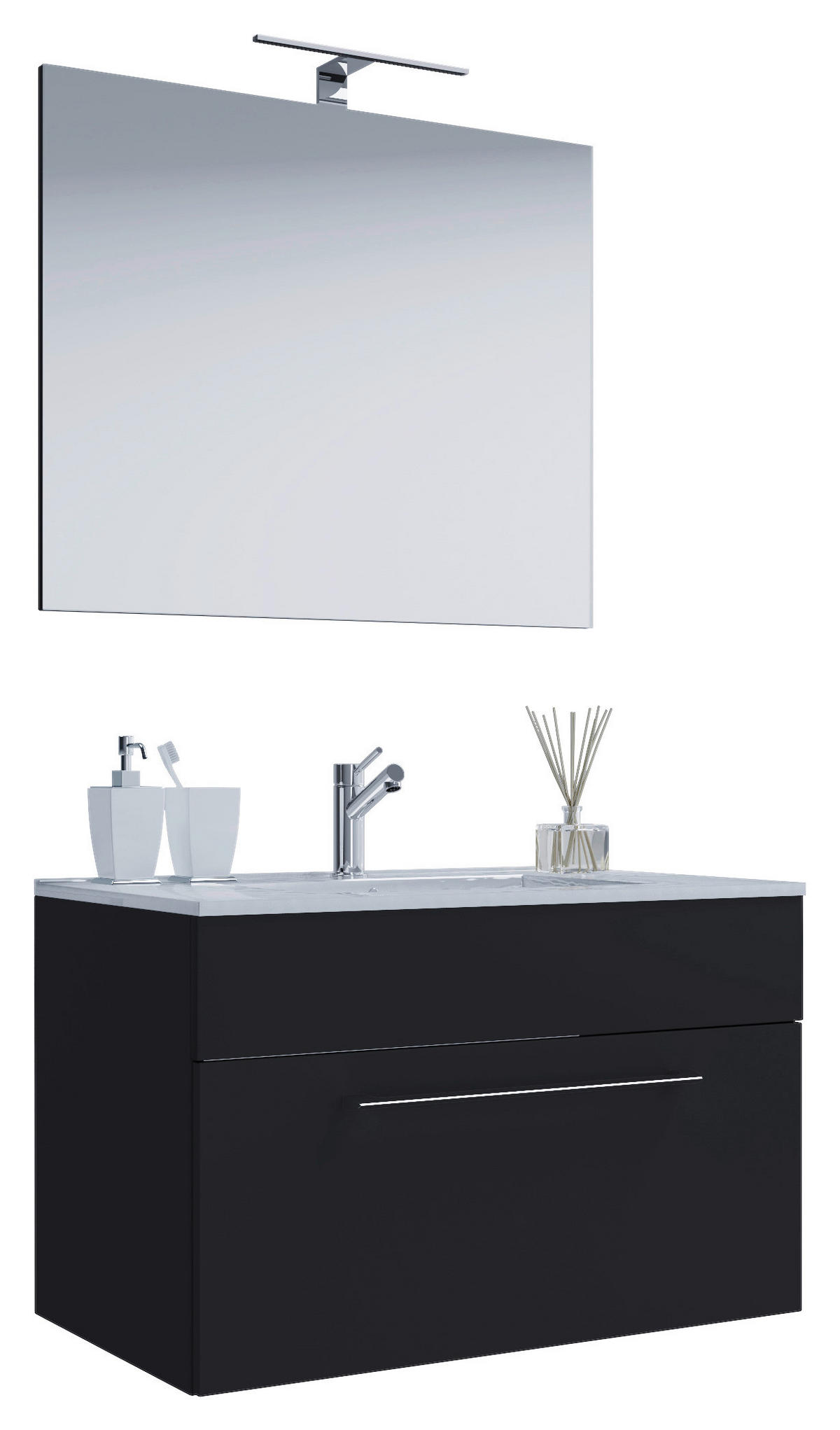 Waschplatz 3tlg-Badinos schwarz B/H/T: ca. 80x50x46 cm 3tlg-Badinos - schwarz (80,00/50,00/46,00cm) - VCM Möbel