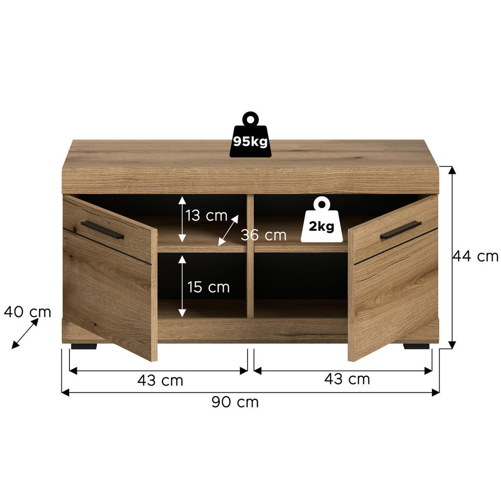 Thumbnail - Sitzbank SCOUT Evoke Oak Nachbildung B/H/T: ca. 90x44x40 cm