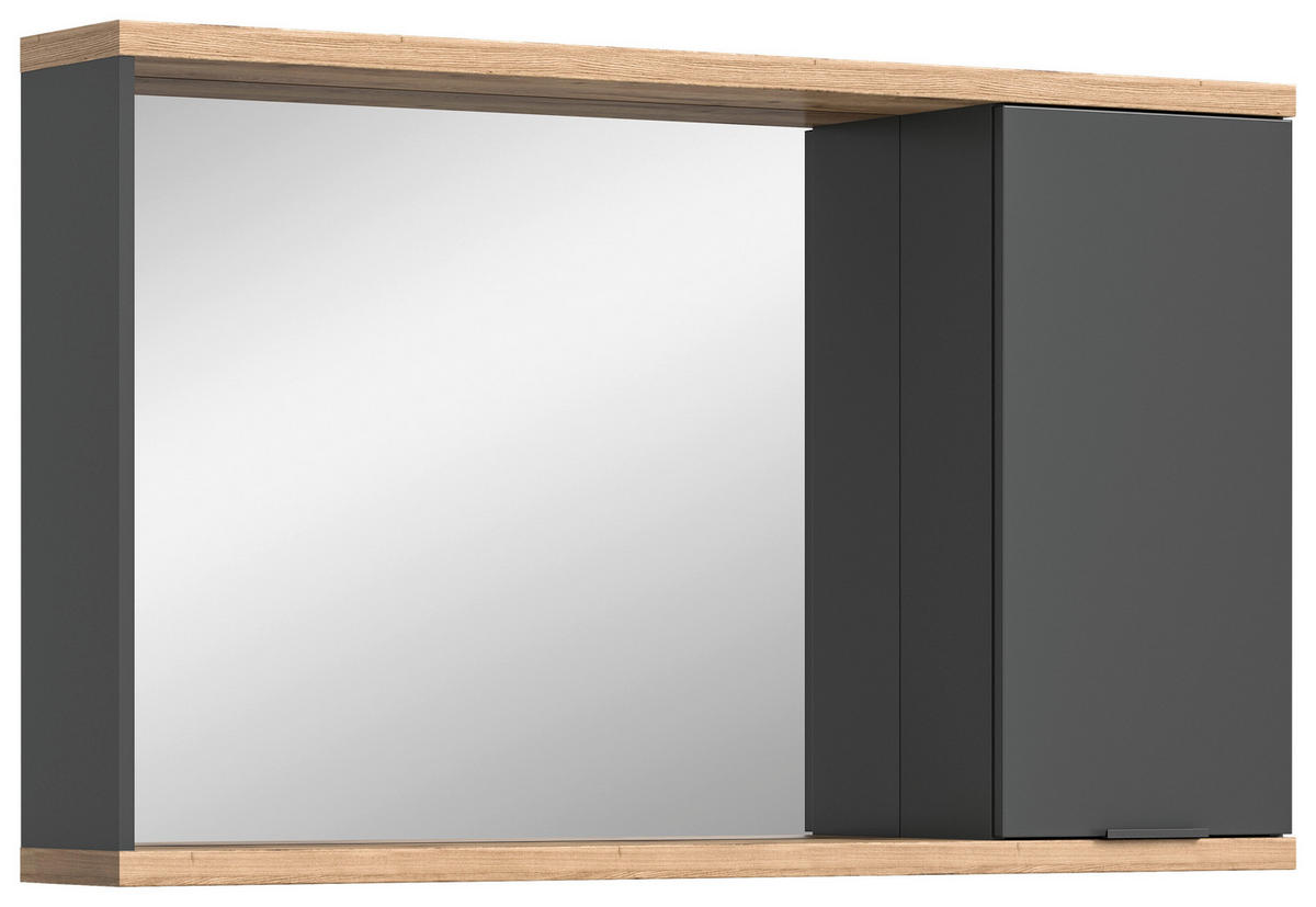 Spiegelschrank Nuaro anthrazit Nox Oak Nachbildung B/H/T: ca. 130x77x20 cm Nuaro - anthrazit (130,00/77,00/20,00cm) - xonox.home