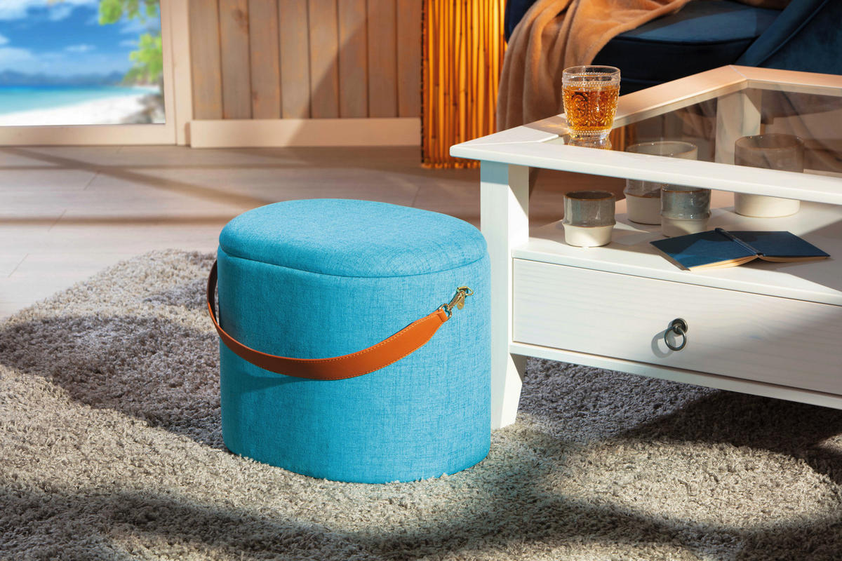 Inter Link Hocker Dilia hellblau MDF B/H/T: ca. 42x36x30 cm Dilia - hellblau (42,00/36,00/30,00cm) - Inter Link