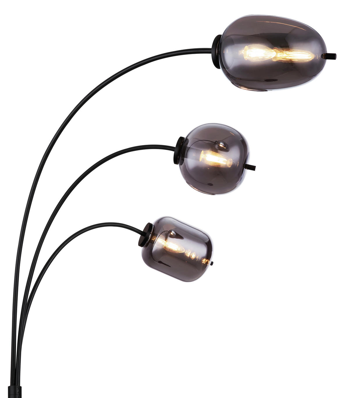 GLOBO Stehleuchte mattschwarz Metall Glas B/H/T: ca. 60x175x80 cm 3 Brennstellen 15345-3S - mattschwarz (60,00/175,00/80,00cm) - GLOBO