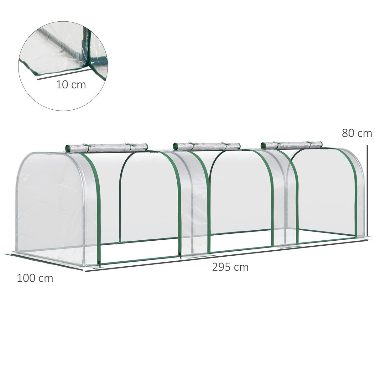 Outsunny Gewächshaus B/H/L: ca. 100x80x295 cm Gewächshaus - transparent (295,00/100,00/80,00cm) - Outsunny