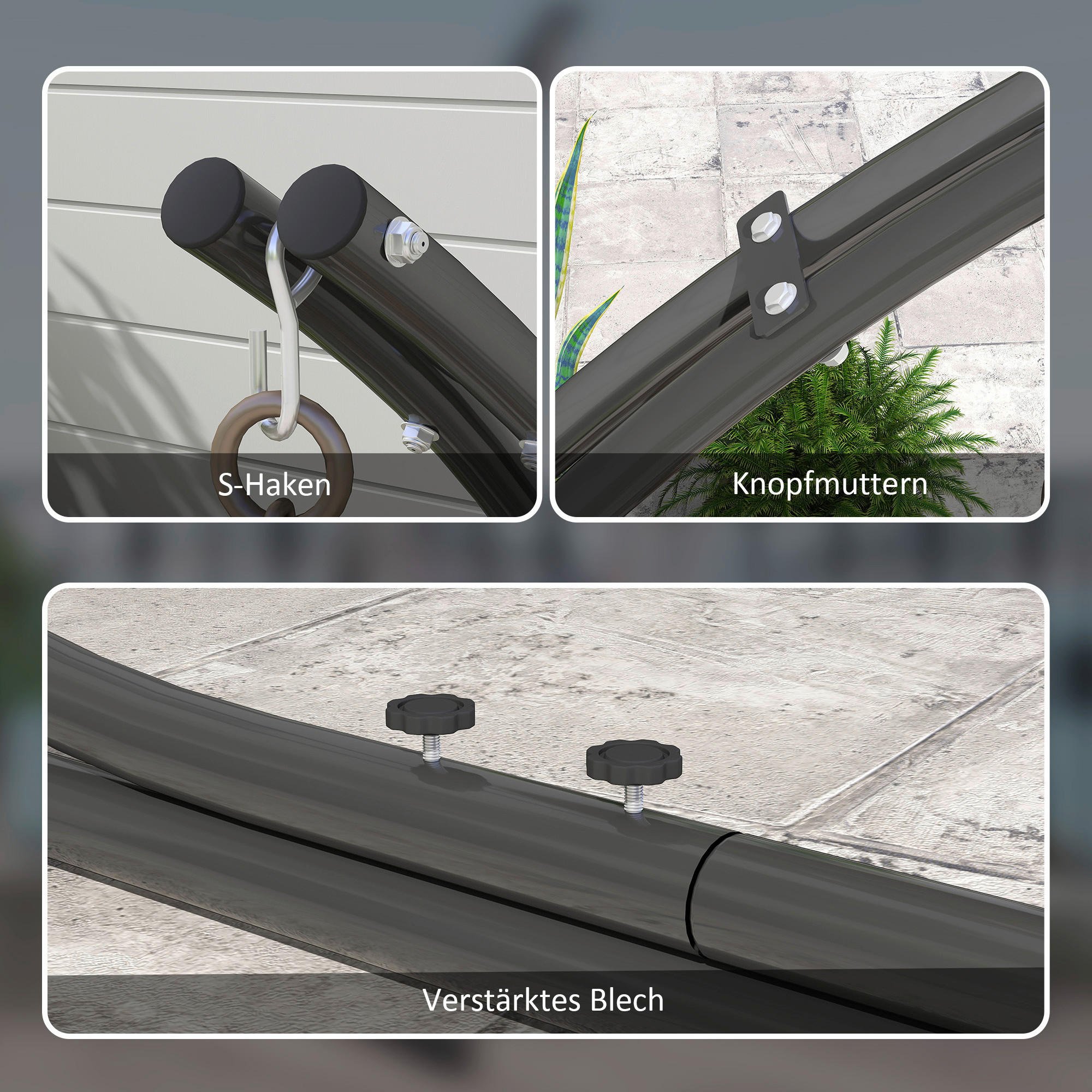 Outsunny Hängesesselgestell schwarz Met...