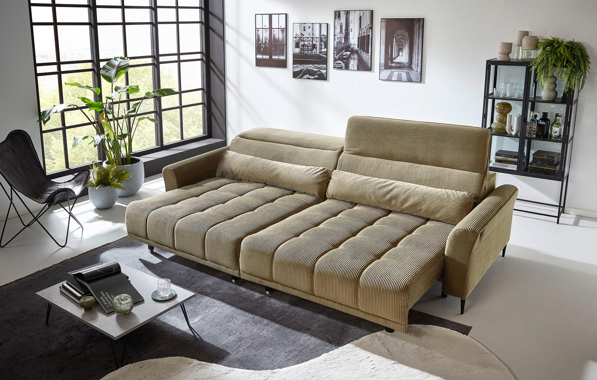 Thumbnail - Big Sofa Logan grün Microfaser B/H/T: ca. 280x108x118 cm