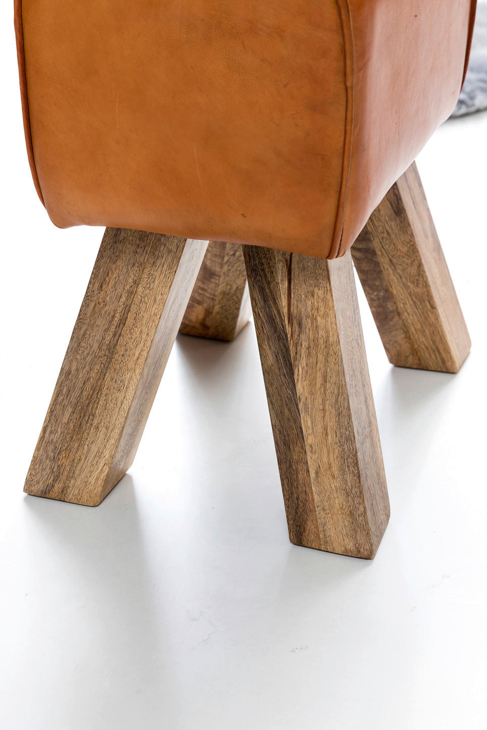 Wohnling Sitzbank braun natur Leder Echtholz Sitzbank - braun/natur - Wohnling