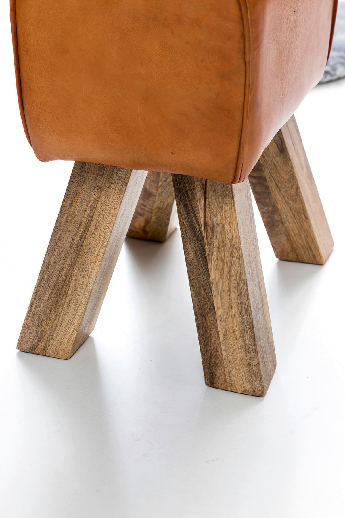 Wohnling Sitzbank braun natur Leder Echtholz Sitzbank - braun/natur - Wohnling