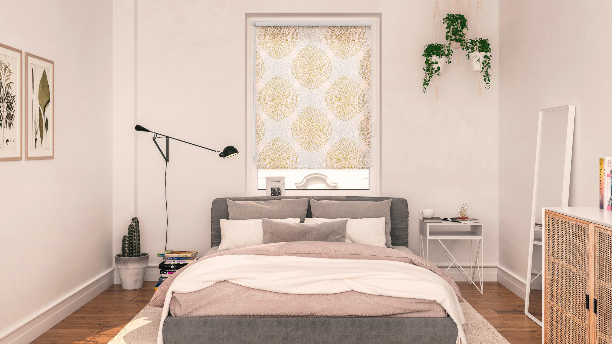 Thumbnail - Verdunkelungsrollo Stripy Boho Drop beige B/L: ca. 60x150 cm