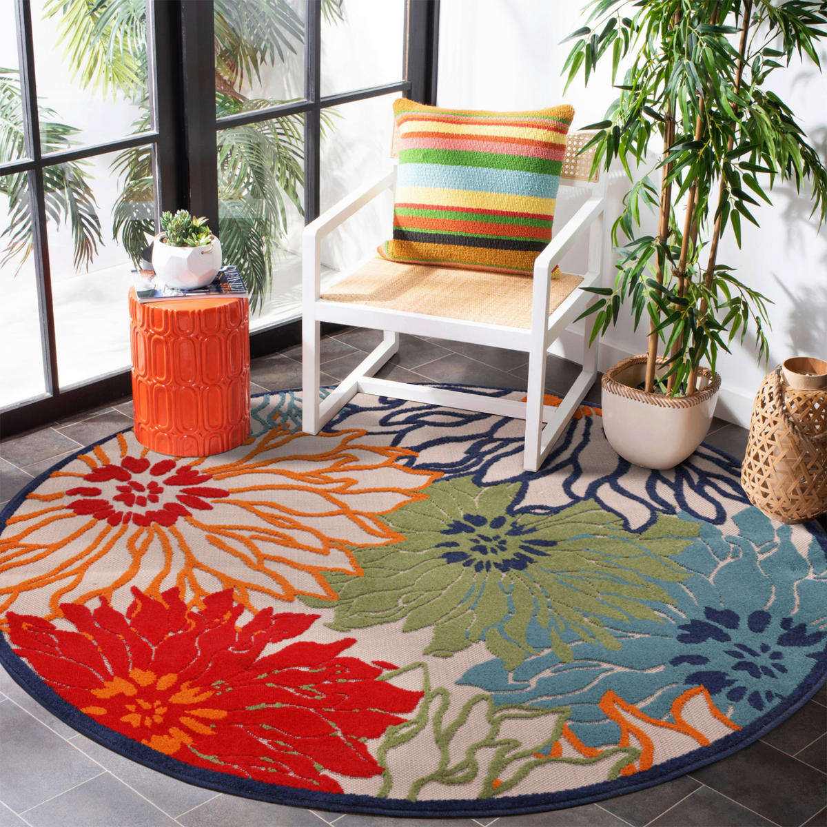 Sanat Outdoorteppich FLORAL bunt B/L: ca. 120x120 cm FLORAL - bunt (120,00/120,00cm) - Sanat