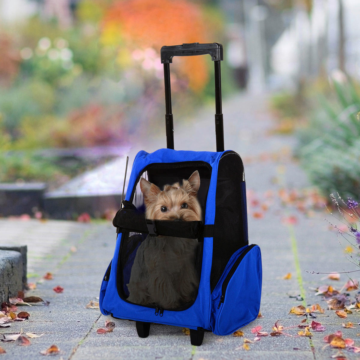 PawHut Hunde-Zubehör schwarz Edelstahl B/H/L: ca. 25x42x55 cm Tragetasche - blau/schwarz (55,00/25,00/42,00cm) - PawHut