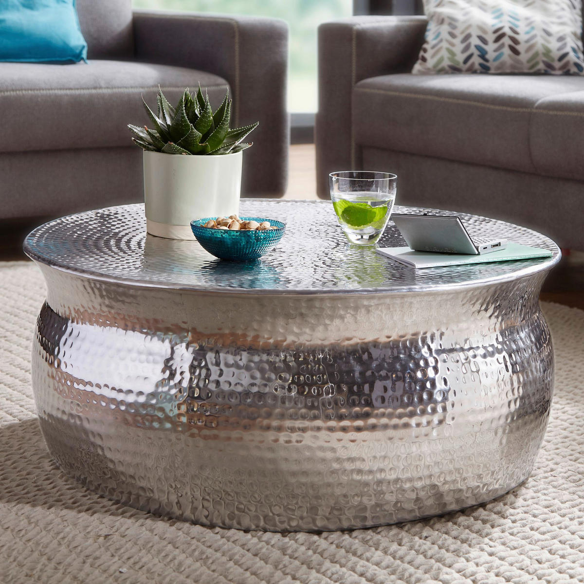 Couchtisch silber B/H/T: ca. 75x31x75 cm Couchtisch - silber (75,00/31,00/75,00cm) - Wohnling