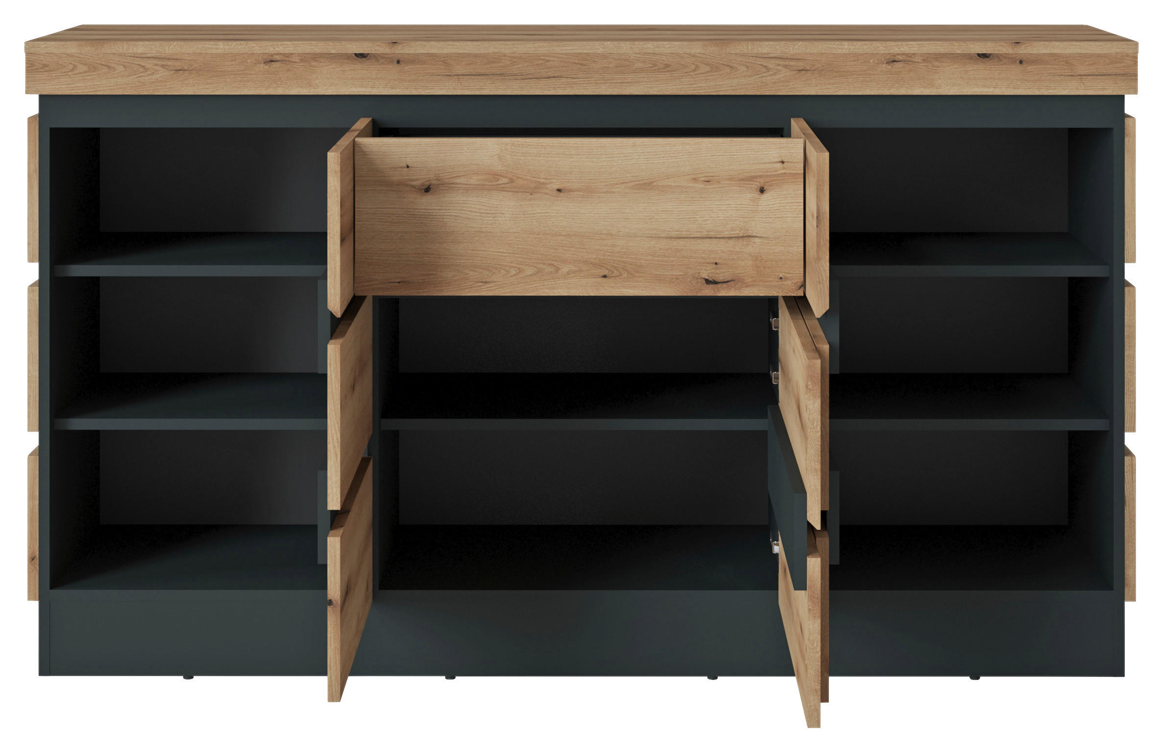 Sideboard Corte Eiche Evoke Coast Nachbildung anthrazit B/H/T: ca. 161x92,5x45 cm Corte - Eiche/anthrazit (161,00/92,50/45,00cm)