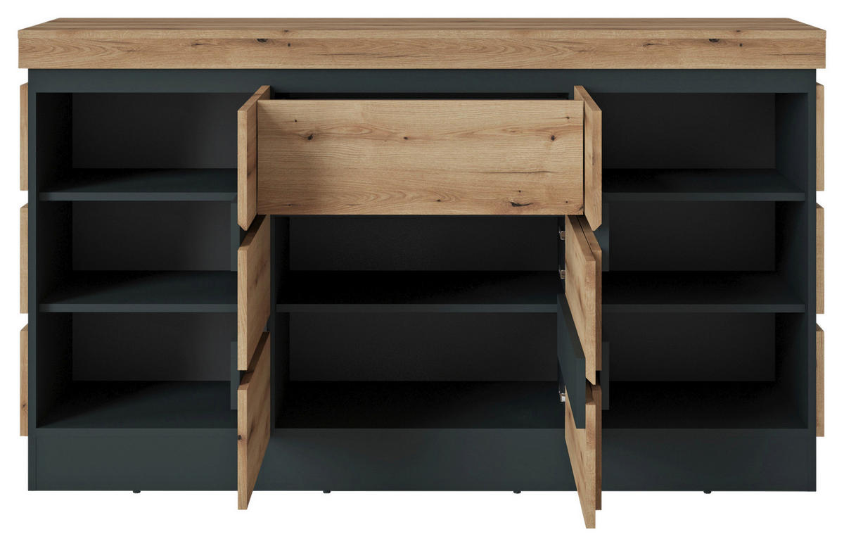 Sideboard Corte Eiche Evoke Coast Nachbildung anthrazit B/H/T: ca. 161x92,5x45 cm Corte - Eiche/anthrazit (161,00/92,50/45,00cm)