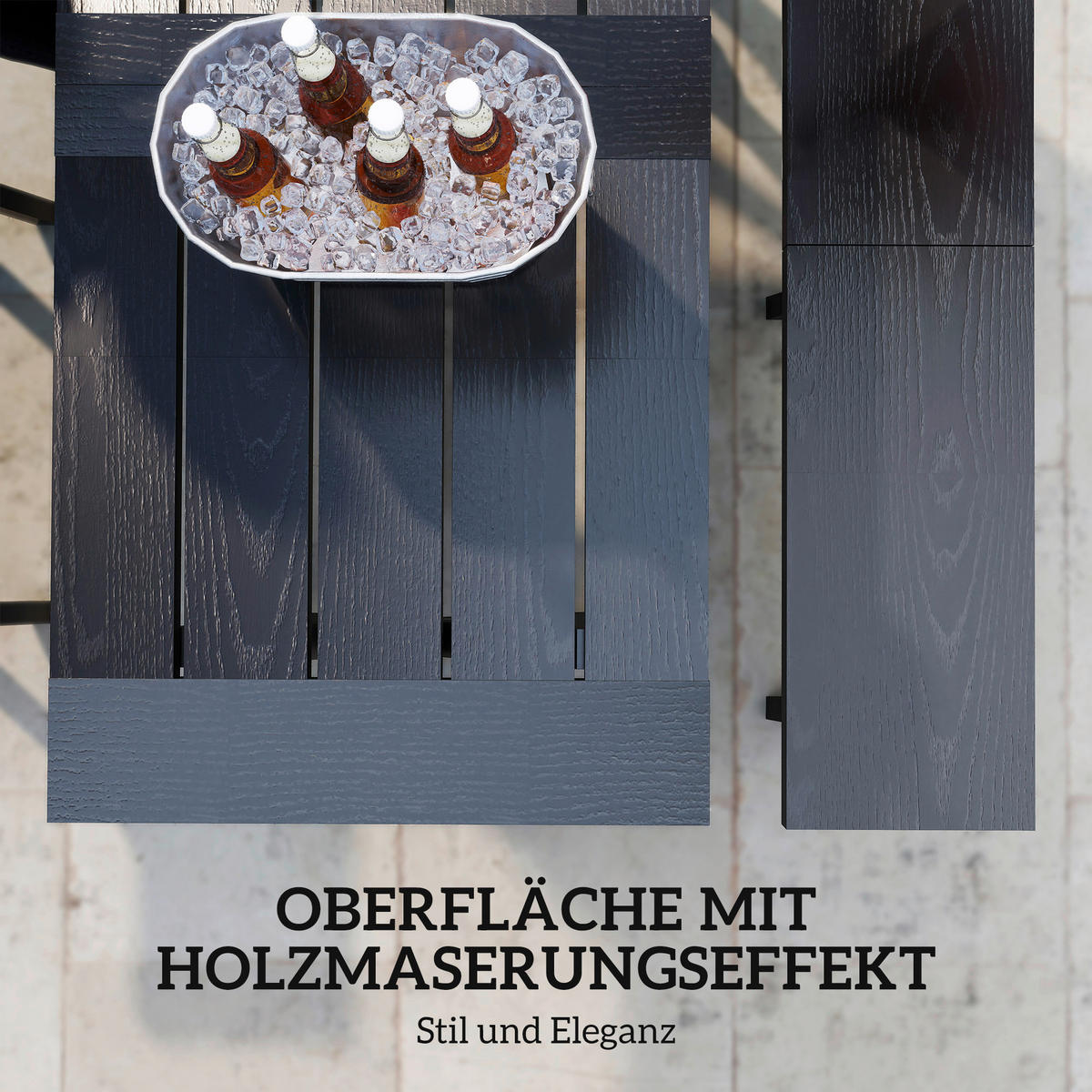 Outsunny Bierzeltgarnitur schwarz Aluminium B/H/L: ca. 80x73x180 cm Bierzeltgarnitur - schwarz (180,00/80,00/73,00cm) - Outsunny