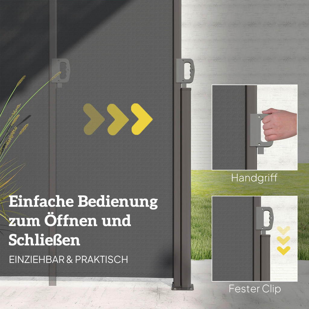 Thumbnail - Outsunny Seitenmarkise dunkelgrau Polyester B/H/L: ca. 1x140x300 cm