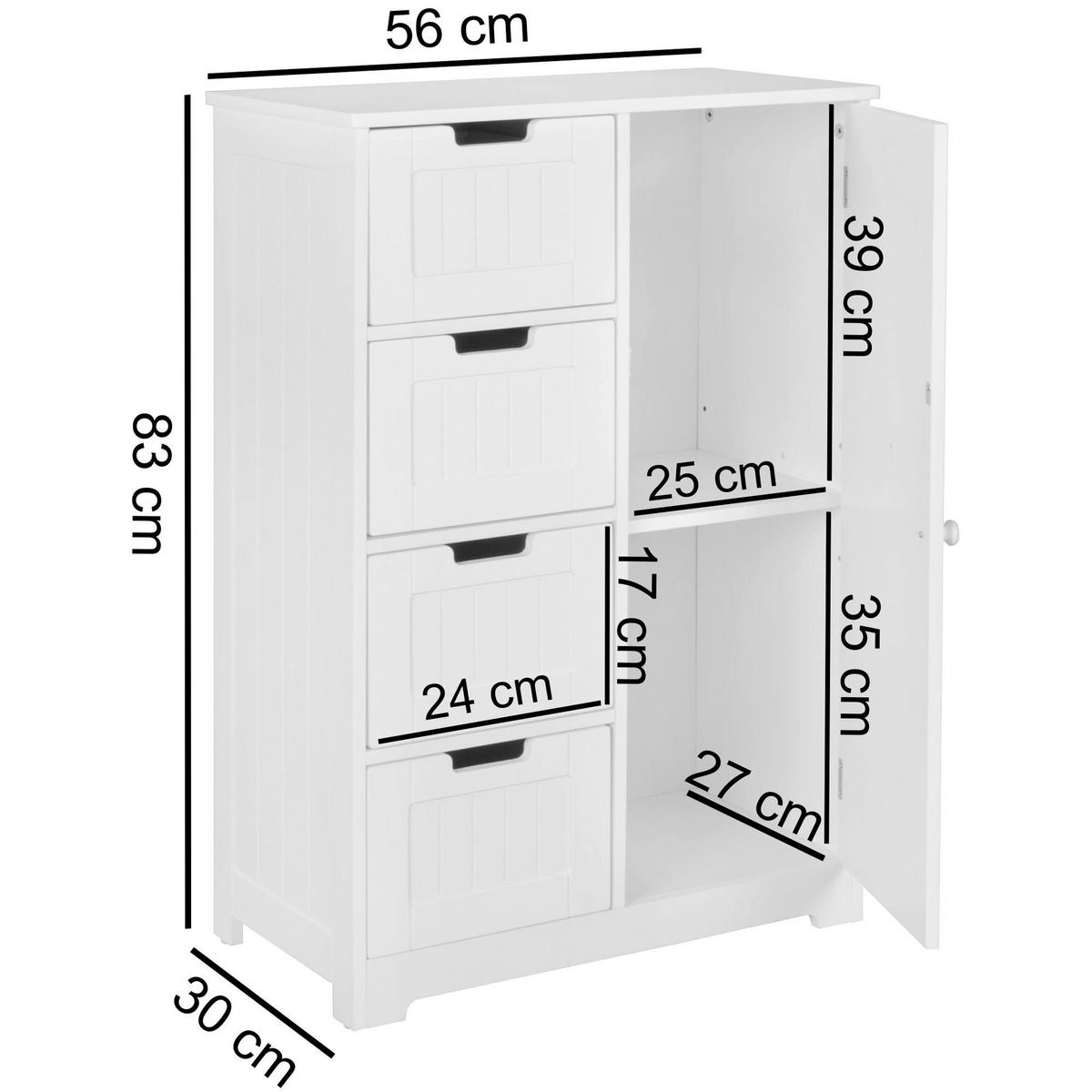 Badkommode weiß B/H/T: ca. 30x83x56 cm Badschrank PATTI - weiß (30,00/83,00/56,00cm) - Wohnling